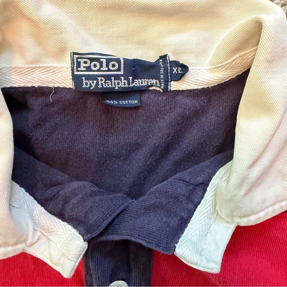 Rare Vintage 90s Polo Ralph Lauren Rainbow Color Block Rugby Shirt XL!
